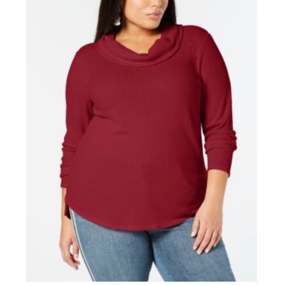 Alfani Tops - Style & Co Thermal 1X Plus Canyon Red